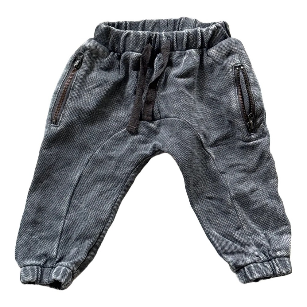 Kidding Around Baby Joggers Gray Acid Wash Harem Pants 6M Zipper Pockets